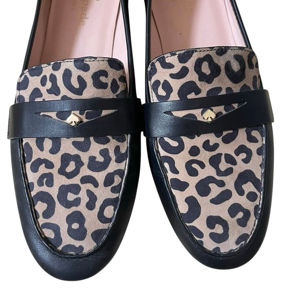 Kate Spade Size 8 Crista Leopard Penny Loafers Preppy Chic Animal Print Flats - Picture 6 of 11